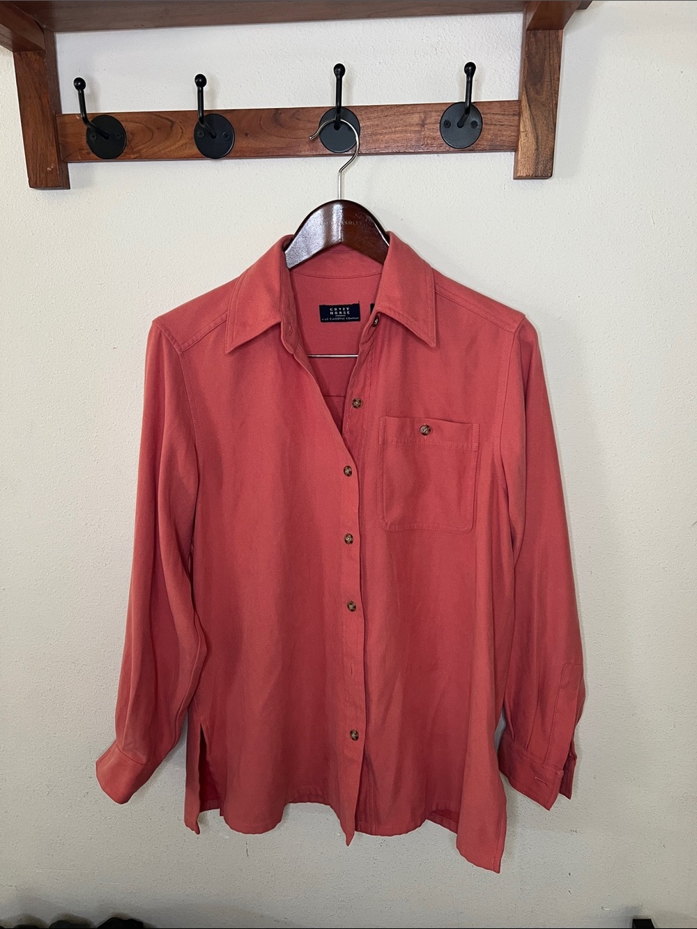 Crazy Horse Liz Claiborne Pink Button Down Shirt Size Small Western Casual